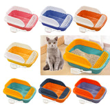 Maxbell Cat Litter Box with Scoop Detachable Tall Kitty Litter Pan Cat Toilet Pink Large
