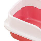 Maxbell Cat Litter Box with Scoop Detachable Tall Kitty Litter Pan Cat Toilet Pink Large