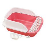Maxbell Cat Litter Box with Scoop Detachable Tall Kitty Litter Pan Cat Toilet Pink Large