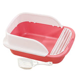 Maxbell Cat Litter Box with Scoop Detachable Tall Kitty Litter Pan Cat Toilet Pink Large