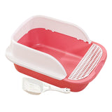Maxbell Cat Litter Box with Scoop Detachable Tall Kitty Litter Pan Cat Toilet Pink Large