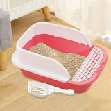Maxbell Cat Litter Box with Scoop Detachable Tall Kitty Litter Pan Cat Toilet Pink Large