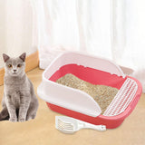 Maxbell Cat Litter Box with Scoop Detachable Tall Kitty Litter Pan Cat Toilet Pink Large