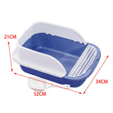 Maxbell Cat Litter Box with Scoop Detachable Tall Kitty Litter Pan Cat Toilet Blue Large