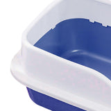 Maxbell Cat Litter Box with Scoop Detachable Tall Kitty Litter Pan Cat Toilet Blue Large