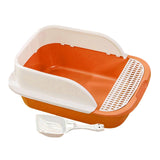 Maxbell Cat Litter Box with Scoop Detachable Tall Kitty Litter Pan Cat Toilet Orange Large