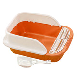 Maxbell Cat Litter Box with Scoop Detachable Tall Kitty Litter Pan Cat Toilet Orange Large