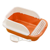 Maxbell Cat Litter Box with Scoop Detachable Tall Kitty Litter Pan Cat Toilet Orange Large