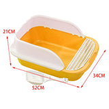 Maxbell Cat Litter Box with Scoop Detachable Tall Kitty Litter Pan Cat Toilet Yellow Large