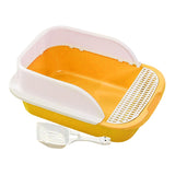 Maxbell Cat Litter Box with Scoop Detachable Tall Kitty Litter Pan Cat Toilet Yellow Large