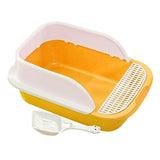 Maxbell Cat Litter Box with Scoop Detachable Tall Kitty Litter Pan Cat Toilet Yellow Large