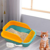 Maxbell Cat Litter Box with Scoop Detachable Tall Kitty Litter Pan Cat Toilet Green Large