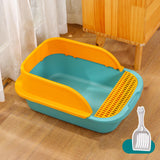 Maxbell Cat Litter Box with Scoop Detachable Tall Kitty Litter Pan Cat Toilet Green Large