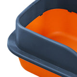 Maxbell Cat Litter Box with Scoop Detachable Tall Kitty Litter Pan Cat Toilet Orange Dark Blue L