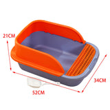 Maxbell Cat Litter Box with Scoop Detachable Tall Kitty Litter Pan Cat Toilet Blue Orange Large