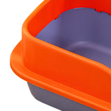 Maxbell Cat Litter Box with Scoop Detachable Tall Kitty Litter Pan Cat Toilet Blue Orange Large