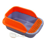 Maxbell Cat Litter Box with Scoop Detachable Tall Kitty Litter Pan Cat Toilet Blue Orange Large