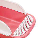 Maxbell Cat Litter Box with Scoop Detachable Tall Kitty Litter Pan Cat Toilet Pink Medium