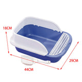 Maxbell Cat Litter Box with Scoop Detachable Tall Kitty Litter Pan Cat Toilet Blue Medium