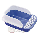 Maxbell Cat Litter Box with Scoop Detachable Tall Kitty Litter Pan Cat Toilet Blue Medium