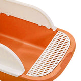 Maxbell Cat Litter Box with Scoop Detachable Tall Kitty Litter Pan Cat Toilet Orange Medium