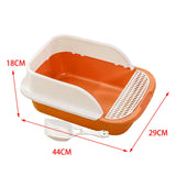 Maxbell Cat Litter Box with Scoop Detachable Tall Kitty Litter Pan Cat Toilet Orange Medium