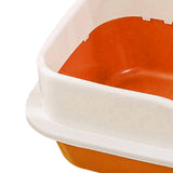 Maxbell Cat Litter Box with Scoop Detachable Tall Kitty Litter Pan Cat Toilet Orange Medium