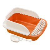Maxbell Cat Litter Box with Scoop Detachable Tall Kitty Litter Pan Cat Toilet Orange Medium