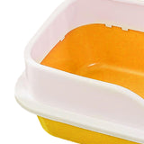 Maxbell Cat Litter Box with Scoop Detachable Tall Kitty Litter Pan Cat Toilet Yellow Medium