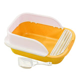 Maxbell Cat Litter Box with Scoop Detachable Tall Kitty Litter Pan Cat Toilet Yellow Medium