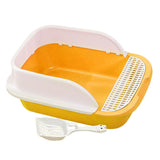 Maxbell Cat Litter Box with Scoop Detachable Tall Kitty Litter Pan Cat Toilet Yellow Medium