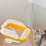 Maxbell Cat Litter Box with Scoop Detachable Tall Kitty Litter Pan Cat Toilet Yellow Medium
