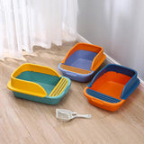 Maxbell Cat Litter Box with Scoop Detachable Tall Kitty Litter Pan Cat Toilet Green Medium
