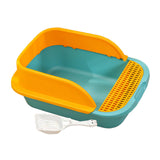 Maxbell Cat Litter Box with Scoop Detachable Tall Kitty Litter Pan Cat Toilet Green Medium