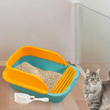 Maxbell Cat Litter Box with Scoop Detachable Tall Kitty Litter Pan Cat Toilet Green Medium