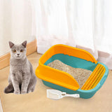 Maxbell Cat Litter Box with Scoop Detachable Tall Kitty Litter Pan Cat Toilet Green Medium