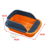 Maxbell Cat Litter Box with Scoop Detachable Tall Kitty Litter Pan Cat Toilet Orange Dark Blue M