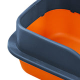 Maxbell Cat Litter Box with Scoop Detachable Tall Kitty Litter Pan Cat Toilet Orange Dark Blue M