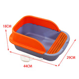 Maxbell Cat Litter Box with Scoop Detachable Tall Kitty Litter Pan Cat Toilet Blue Orange Medium