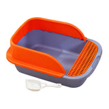 Maxbell Cat Litter Box with Scoop Detachable Tall Kitty Litter Pan Cat Toilet Blue Orange Medium