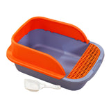 Maxbell Cat Litter Box with Scoop Detachable Tall Kitty Litter Pan Cat Toilet Blue Orange Medium