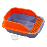 Maxbell Cat Litter Box with Scoop Detachable Tall Kitty Litter Pan Cat Toilet Blue Orange Medium