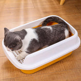 Maxbell Cat Litter Box Potty Toilet Removable Large Pet Litter Tray Easy to Clean Medium Yellow