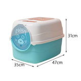 Maxbell Hooded Cat Litter Box with Lid Fully Enclosed Cat Toilet Cat Litter Tray Blue