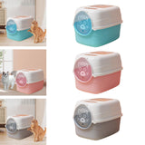 Maxbell Hooded Cat Litter Box with Lid Fully Enclosed Cat Toilet Cat Litter Tray Blue
