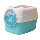 Maxbell Hooded Cat Litter Box with Lid Fully Enclosed Cat Toilet Cat Litter Tray Blue