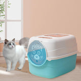 Maxbell Hooded Cat Litter Box with Lid Fully Enclosed Cat Toilet Cat Litter Tray Blue
