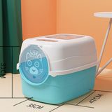 Maxbell Hooded Cat Litter Box with Lid Fully Enclosed Cat Toilet Cat Litter Tray Blue