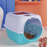 Maxbell Hooded Cat Litter Box with Lid Fully Enclosed Cat Toilet Cat Litter Tray Blue