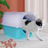 Maxbell Hooded Cat Litter Box with Lid Fully Enclosed Cat Toilet Cat Litter Tray Blue